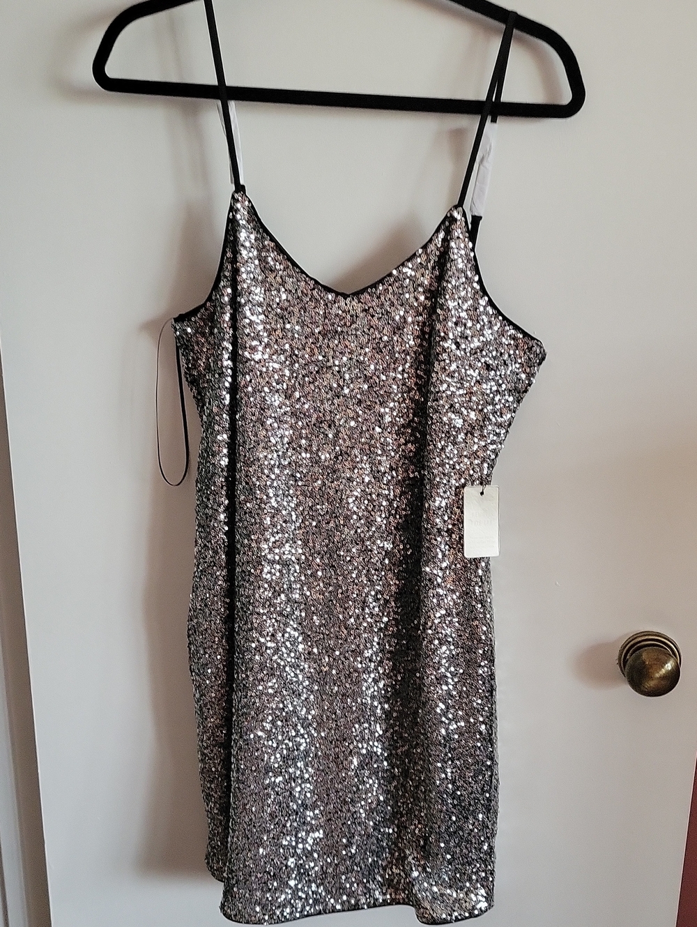 Express Silver Sequin Slip Mini Dress